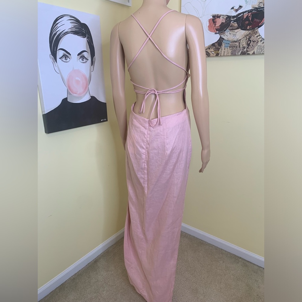💫HP‼️💫 NWT Revolve RUMER THE LABEL “Loulou” Linen Maxi Dress in Prima, Sz Medium - Picture 11 of 11